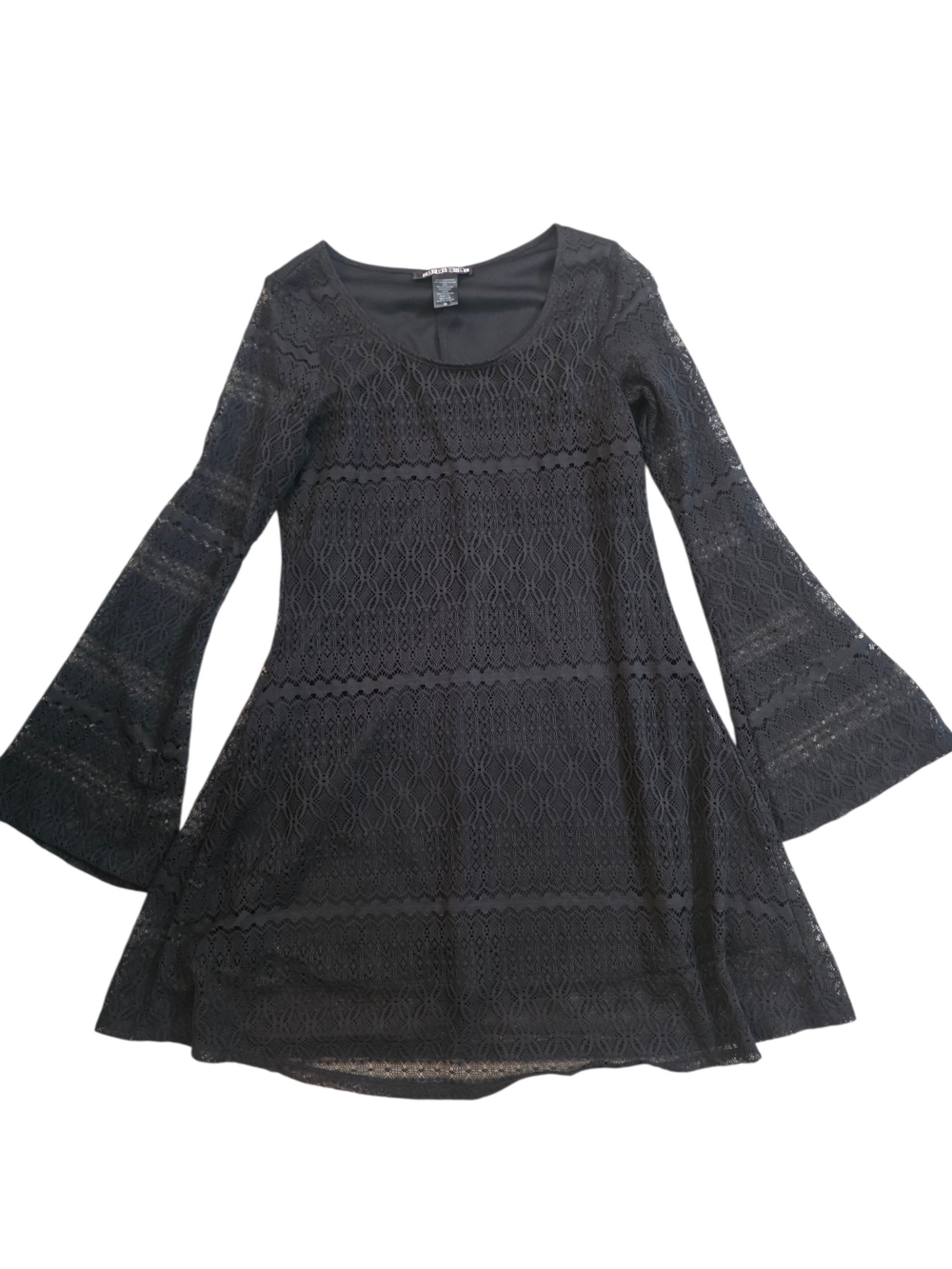 Paper Doll Black Lace Bell-Sleeve Dress